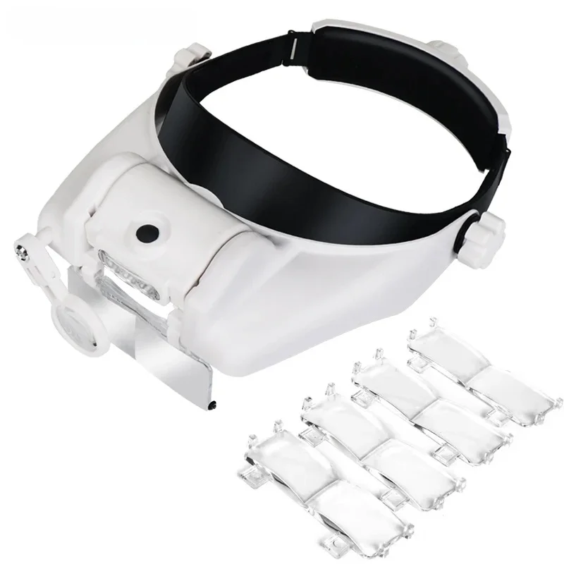 TUNGFULL LED Headband Magnifying Glass Watchmaker Repair Tool 1.5x 2x 2.5x 3x 3.5x 8x Magnifier Glass for Detailed Work