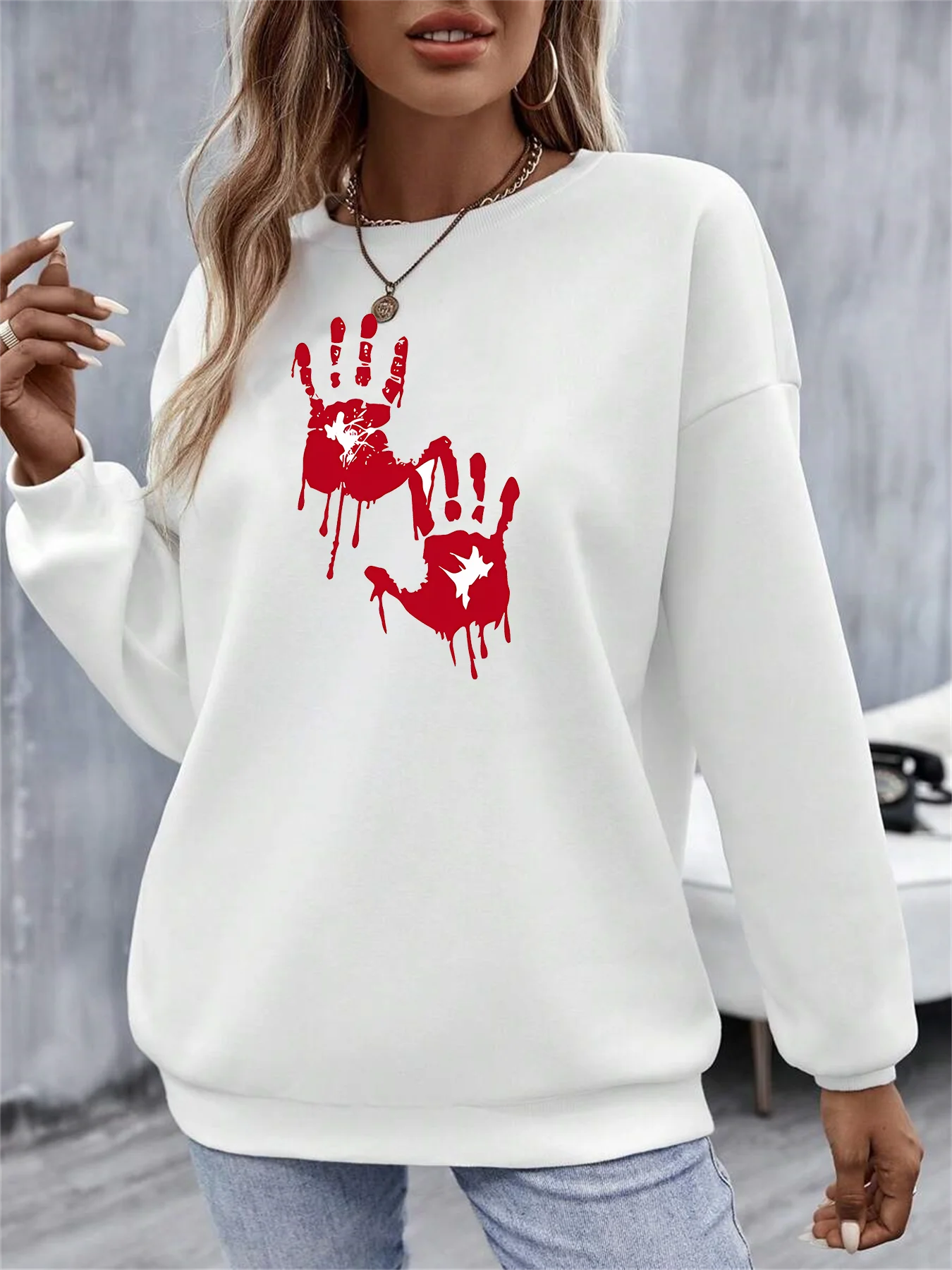 

2024 Sunflower Letter Horrifying Bloody Palm Prints Hiphop Fashion Funny Sports Hoodies