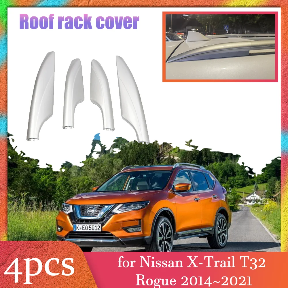 Car Roof Rack Cover for Nissan X-Trail T32 Rogue 2014~2021 Luggage Bar Part Rail End Shell Cap Trim Shell Accessories 2015 2016