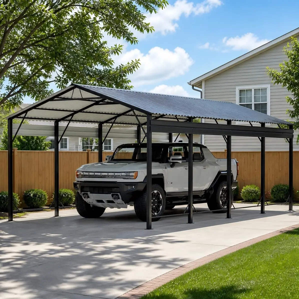 Aoxun Metal Carport 30.48x50.80 Heavy Duty With Reinforced Frame And Base Galvanized Garage Outdoor Awning For Pickups Cars SUVs Tractors Boats