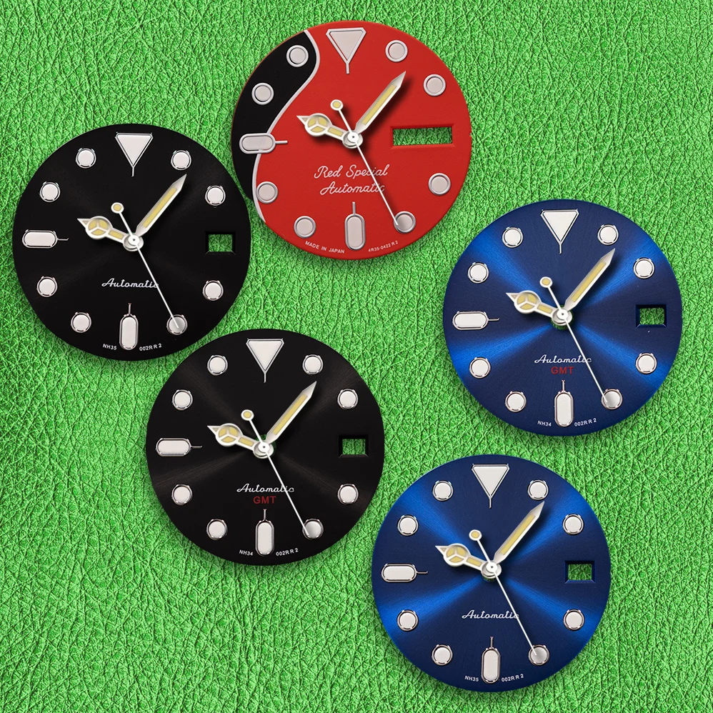 28.5mm S Logo Dial NH34 GMT NH35/Gossip NH36 Automatic Fit NH36/4R36 Movement Green Luminous Watch Modification Accessories