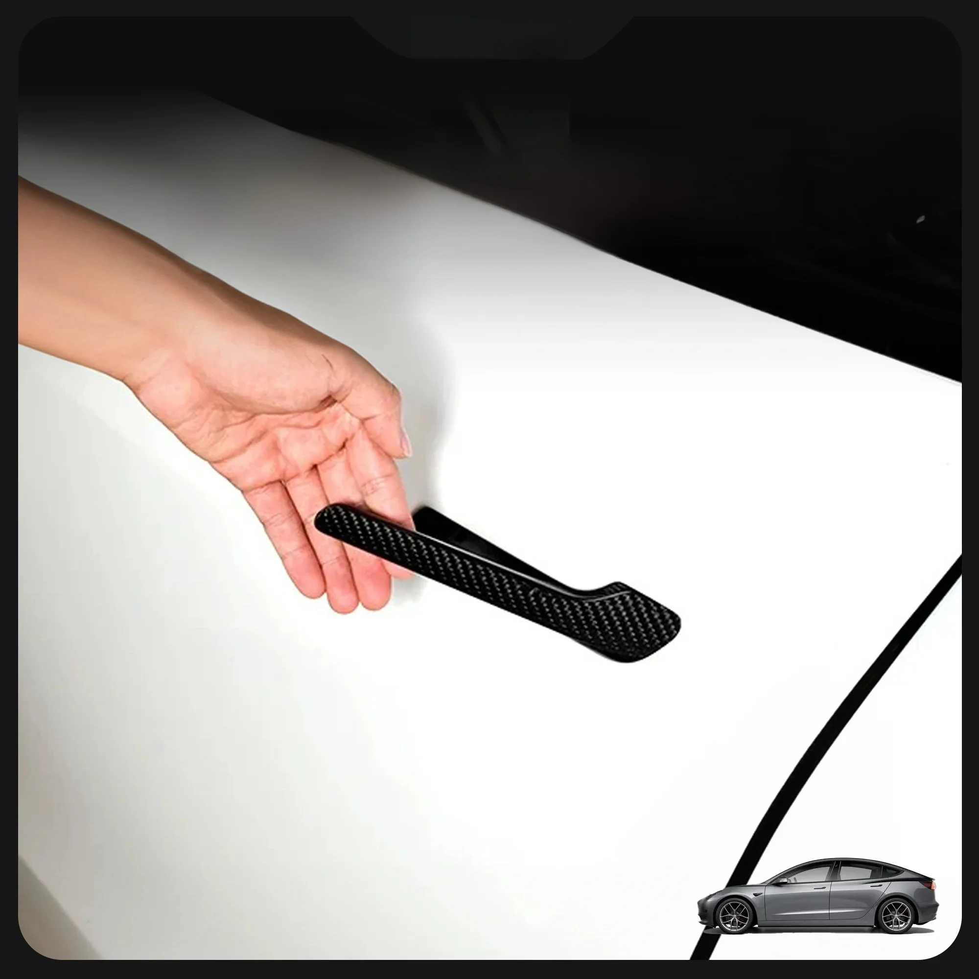 For Tesla Model 3 Y 2017-2024 Accessories Real Carbon Fiber Door Handle Cover Frame Sticker Exterior Trim Bodykit