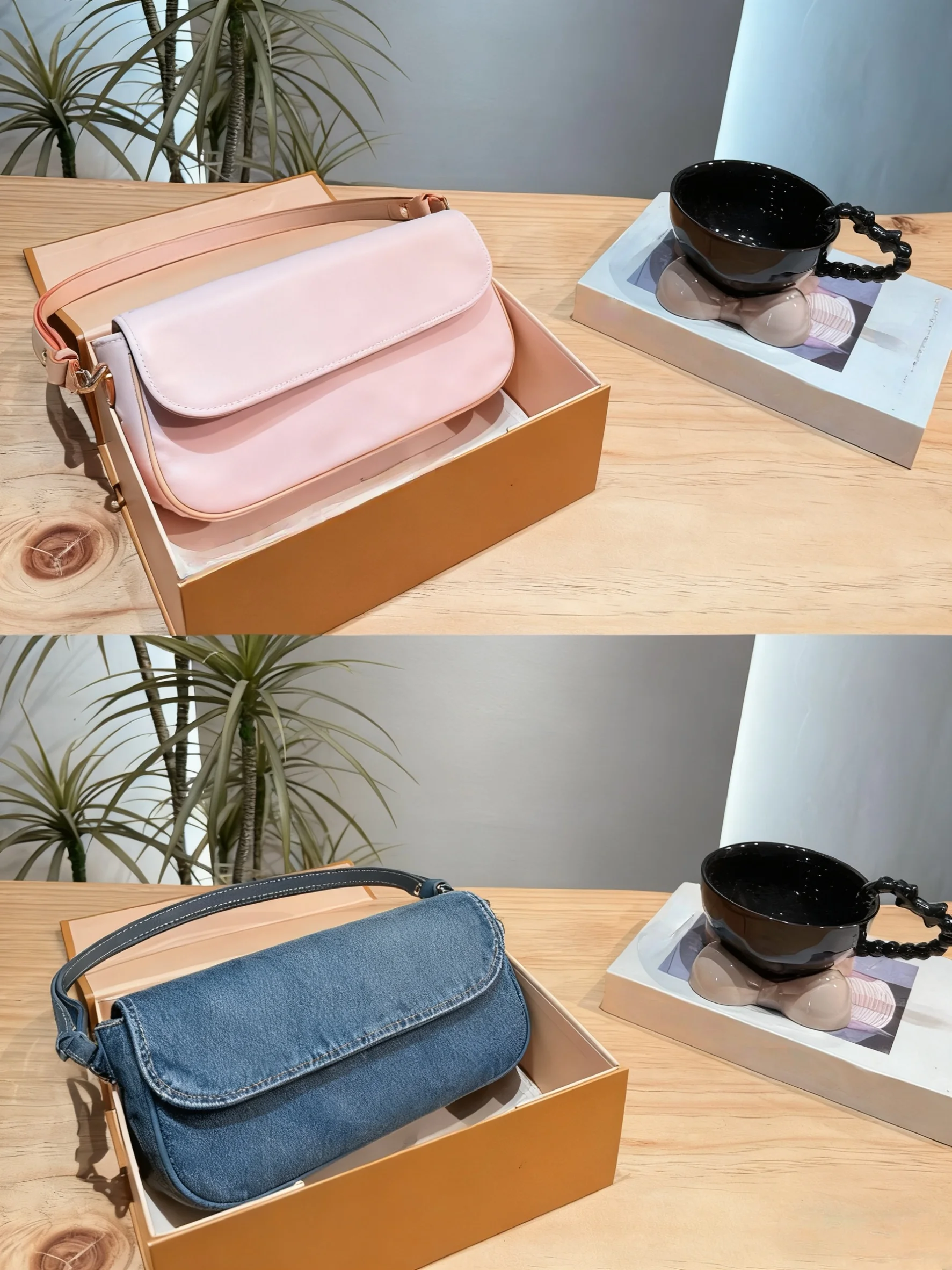 

2025 New size: 22x12 cm Fashionable Versatile bags denim Portable can be carried on the shoulder no boxes