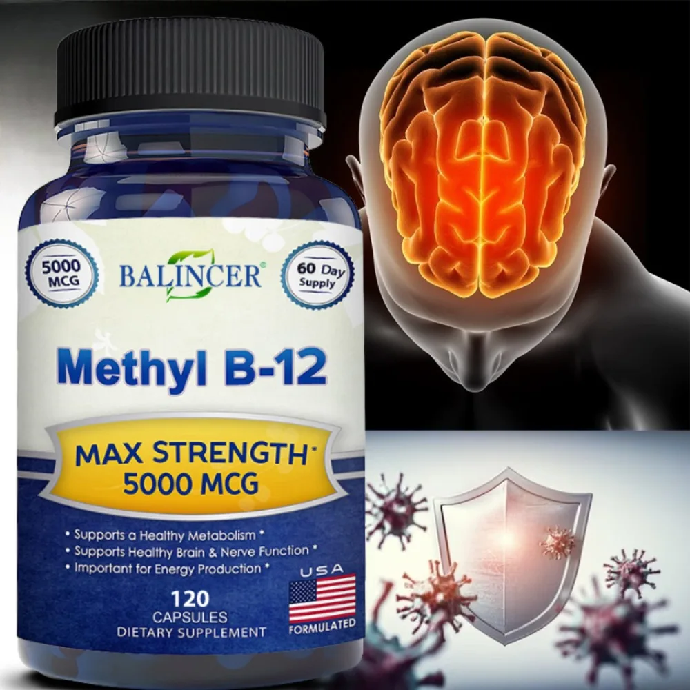 Vitamin B12 - 5000 MCG, Benefits Brain & Heart Function, Supports Memory, Learning, Helps Boost Natural Energy