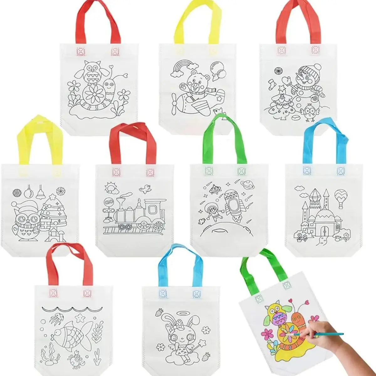 20 Bolsas Ecológica Para Colorear Dulces Fiesta Cumpleaños Niños