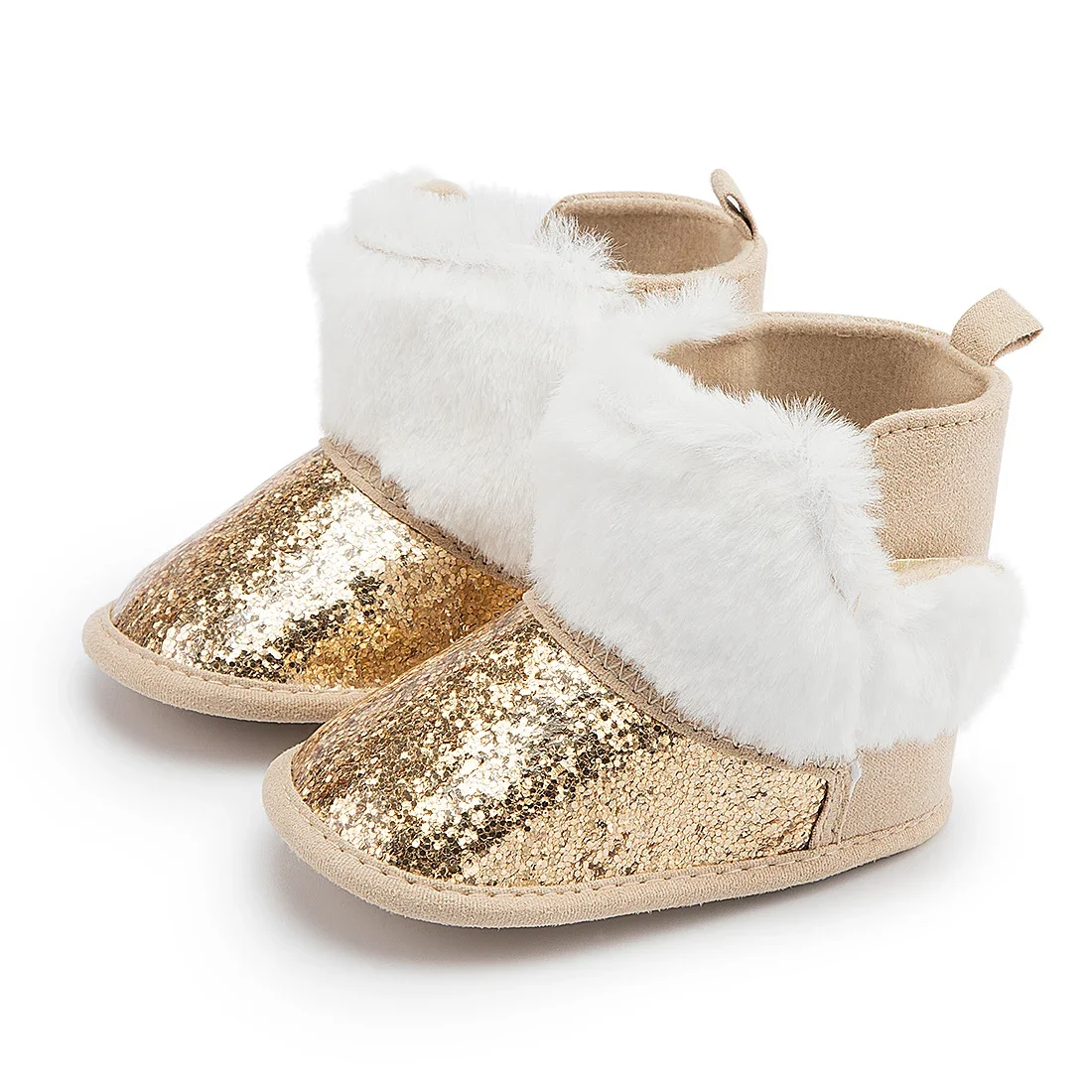 Bottes à paillettes pour nouveau-né garçon et fille, chaussures chaudes, moelleuses, douces, antidérapantes, pour les premiers pas des tout-petits, multicolores, pour l'hiver, 0-18M