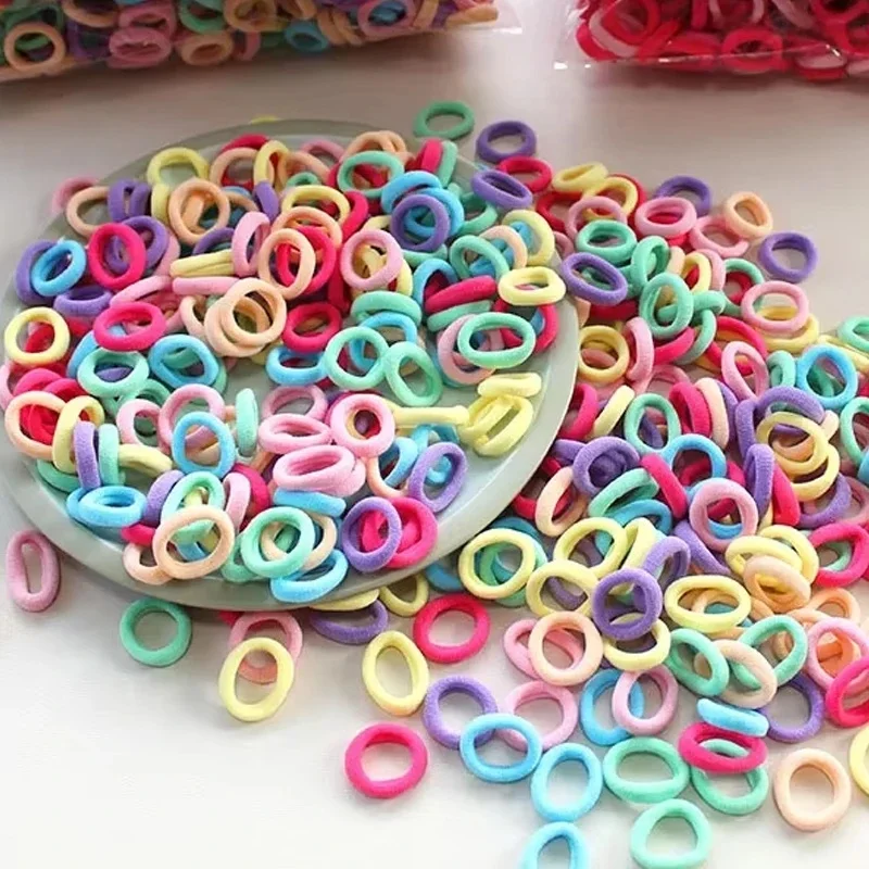 100/300/500 szt. gumek do włosów dla dziewczynek, kolorowe nylonowe gumki scrunchie, gumki recepturki, elastyczne gumki dla dzieci, akcesoria do włosów dla dzieci — 2