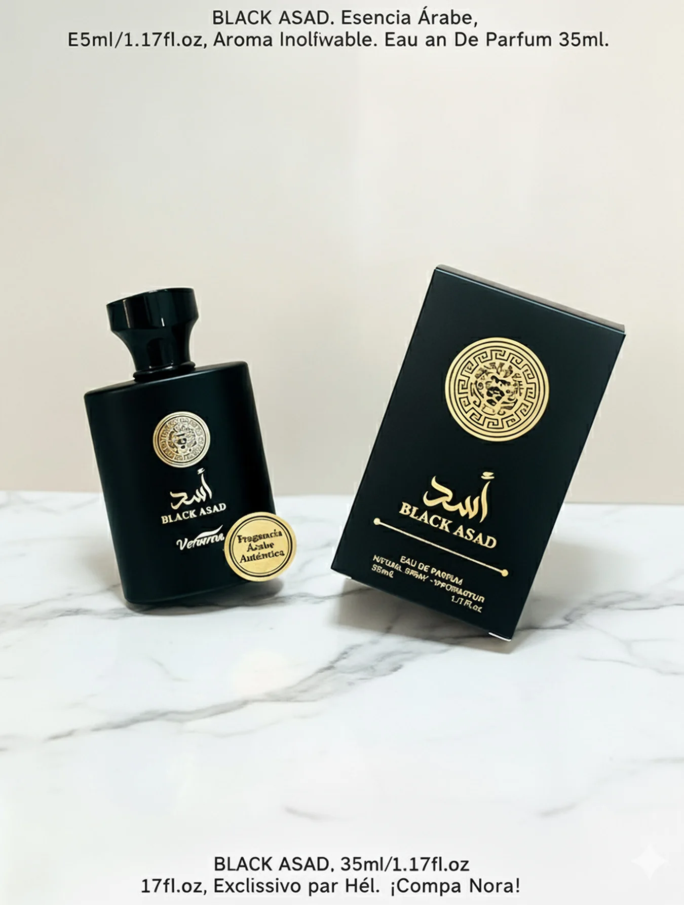 Perfume Árabe Black Asad 35ml - Fácil de Llevar, Aroma Exótico，Super Popular en México, Ideal para Usar en Cualquier Momento y Lugar!