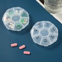 1Pcs Round Pill Case Plastic 7 Days Weekly Tablet Candy Box Portable Storage Tablet Holder Travel Organizer Pill Container