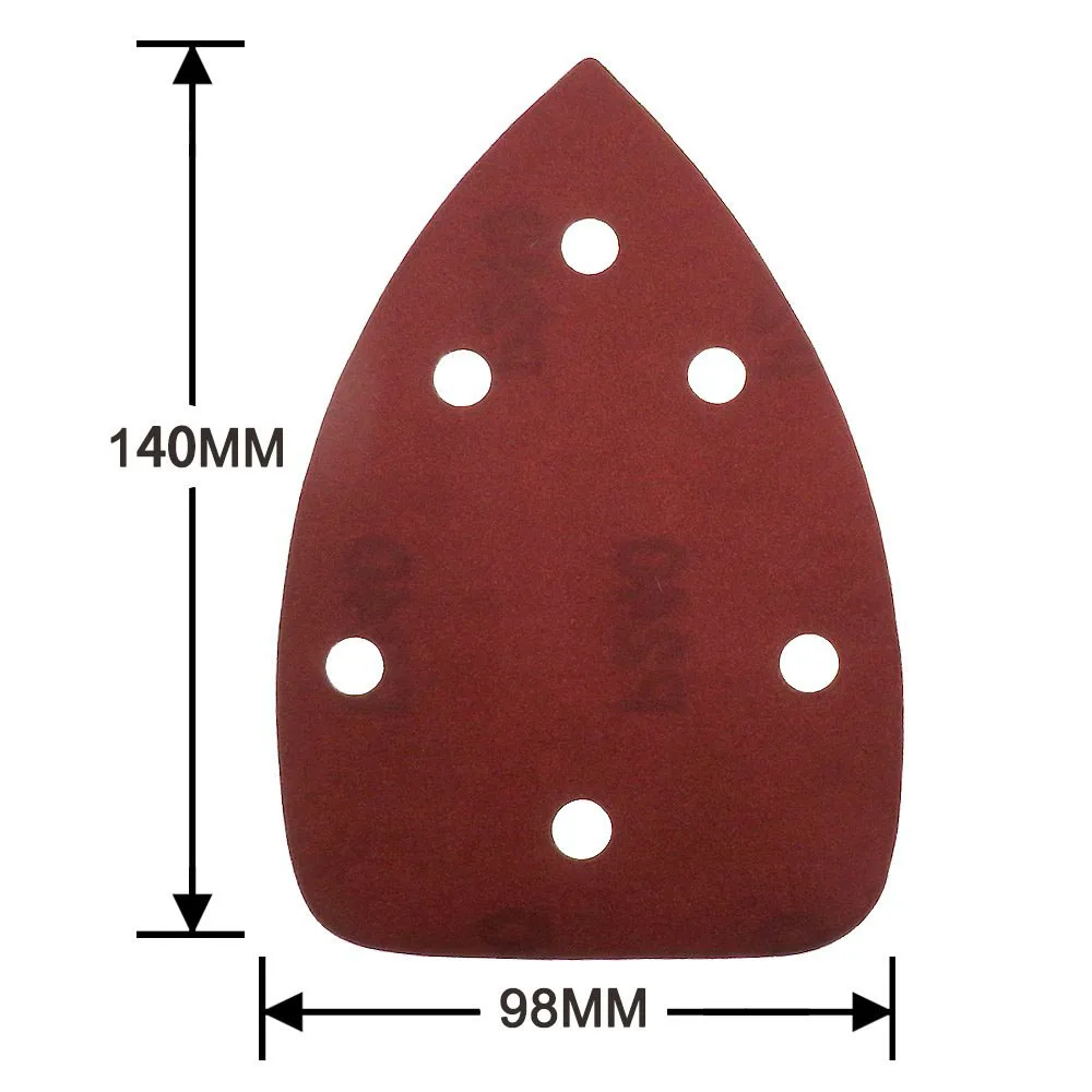 Folhas de lixamento Hook and Loop Mouse, Papel, Triângulo, 40-2500Grit, 5 ou 6Hole, 10Pcs