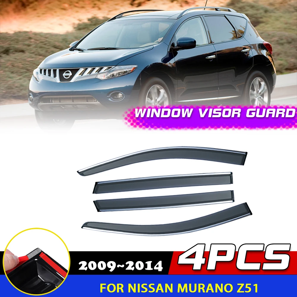 Car Windows Visor for Nissan Murano Z51 2009~2014 2010 Door Smoke Deflector Guards Cover Awnings Sun Rain Eyebrow Accessories