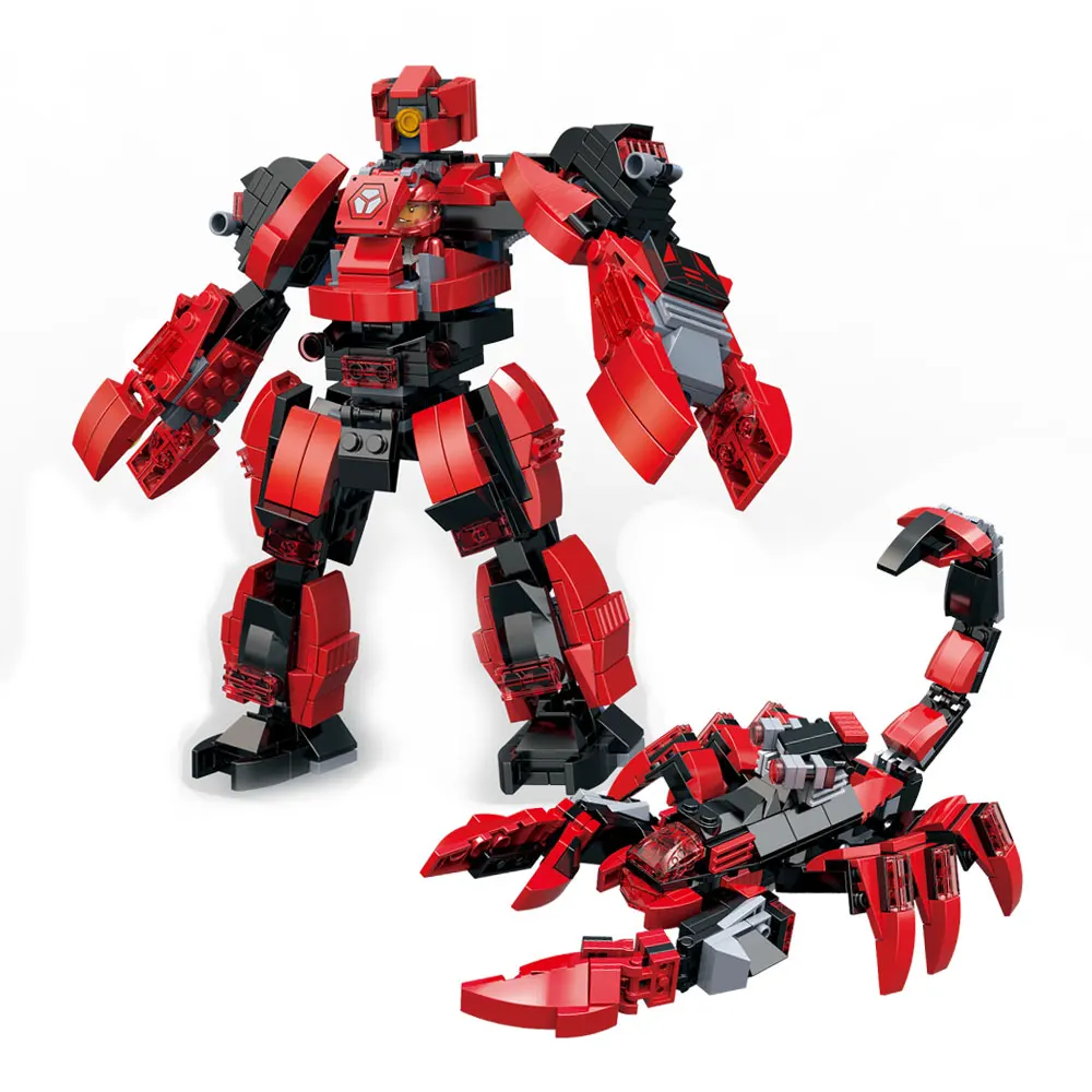 2IN1 Red Scorpion Block/robot dragon two versions assembled