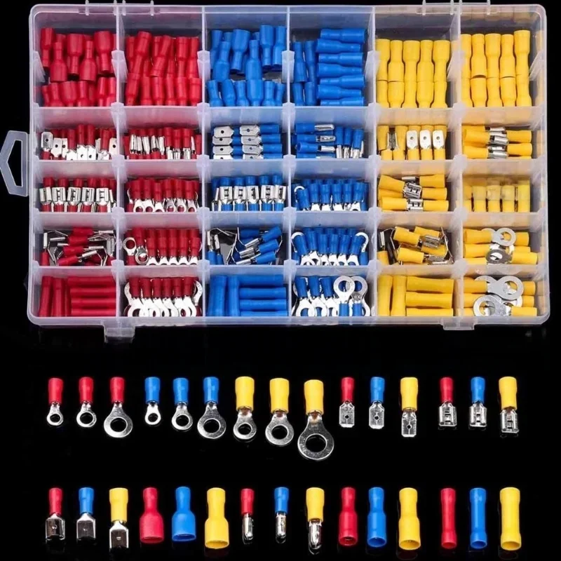 Geïsoleerde kabelconnector Elektrische draad Crimp Spade Butt Ring Vork Set Ring Elektrische krimpschoenen Gerolde terminals Diverse kit - afbeelding 2