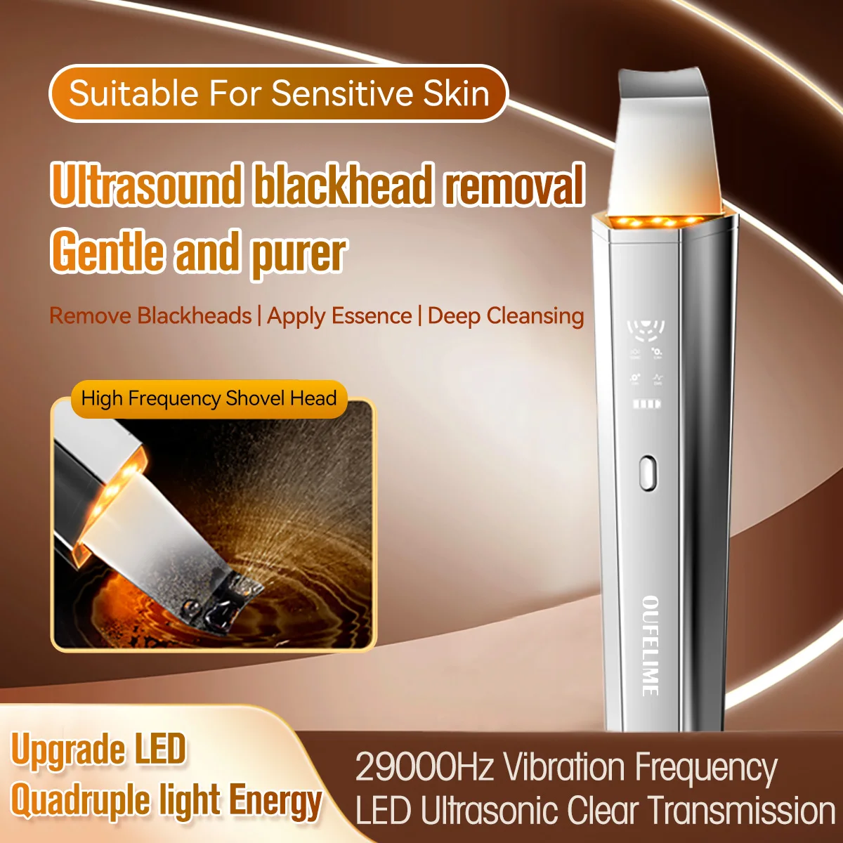 Ultrasonic Skin Scrubber Facial with Light Scrubber Deep Vib