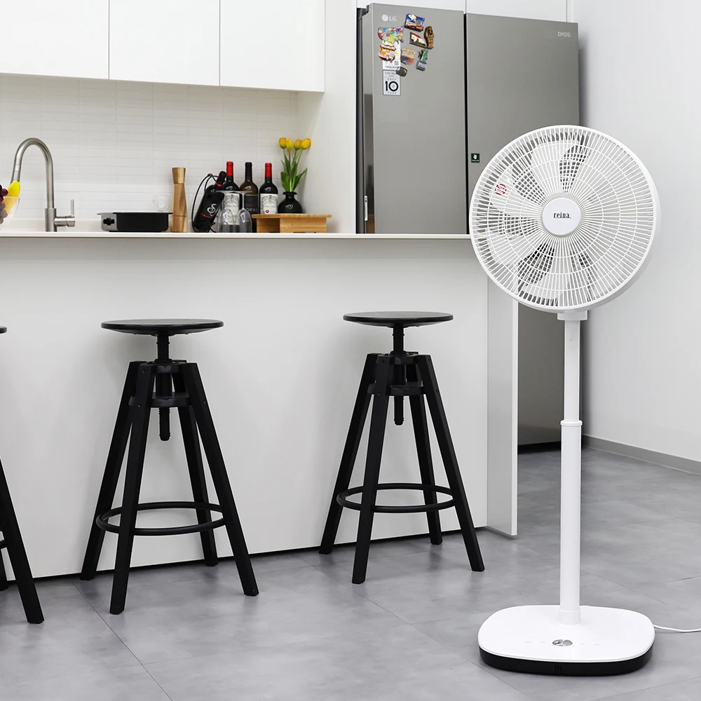 جهاز دوران مروحة عن بعد R Reina ، جهاز دوران دائري ، مفتاح 3 مستويات ، ارتفاع ، حامل للاستخدام المنزلي ، مكتب ، منعطف علوي ويميني ، أبيض ، تحكم ، دوار ،