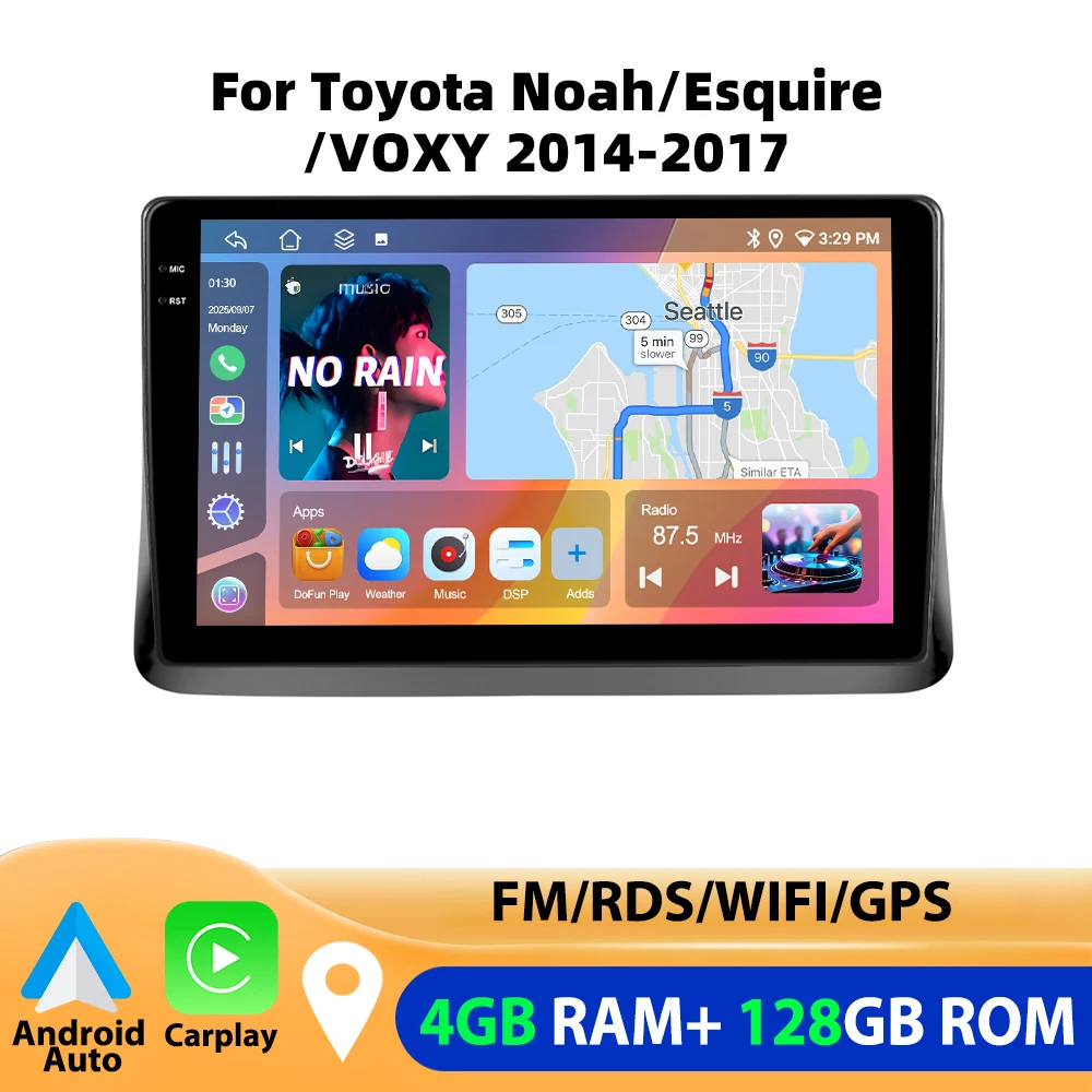 Podofo 4GB+64GB Car Radio Wireless Carplay Android Auto Stereo Multimedia Player 10 Inch For Toyota Noah/Esquire/VOXY 2014-2017 image 3