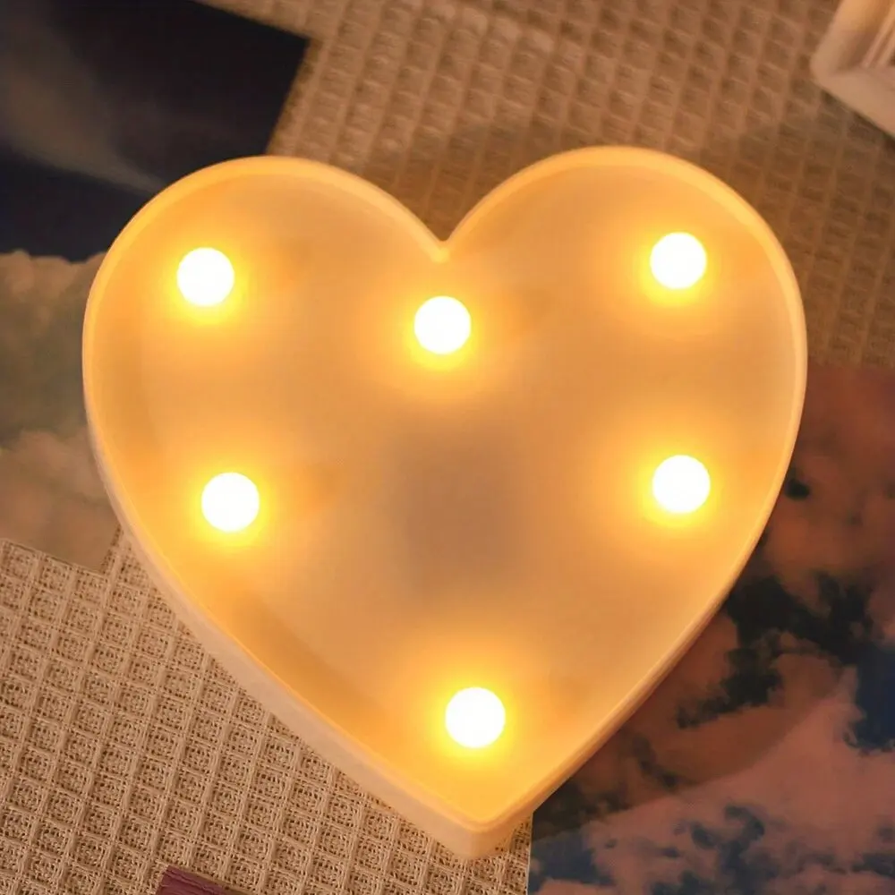 1PC Love&Heart Shaped LED Night Light,Battery Powered Romantic Decoration Lights For Wedding,Proposal,Birthday,Party,Photo Props