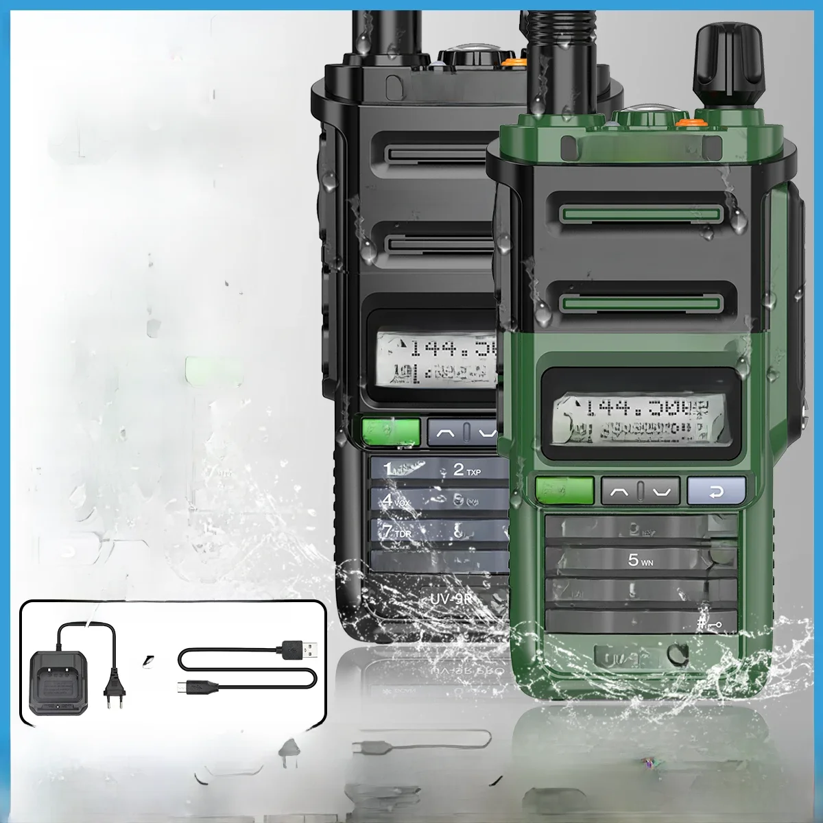 Baofeng UV-9R Pro V2 V1 Walkie Talkie IP68 Wodoodporne dwuzakresowe radio CB typu C o dalekim zasięgu Tri-power Ham CB Radio Two Way Radio — 2