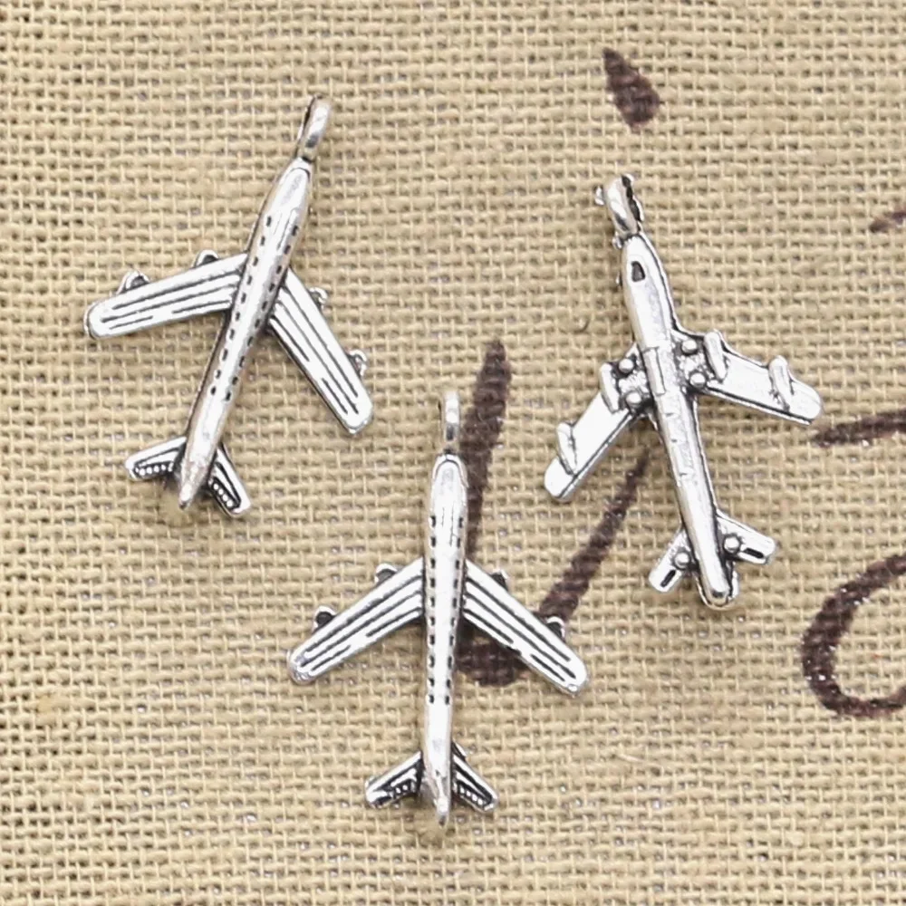 30 sztuk Charms samolot samolot 22x14mm antyczny brąz kolor srebrny zawieszki dokonywanie DIY Handmade tybetański brąz kolor srebrny biżuteria — zdjęcie 2