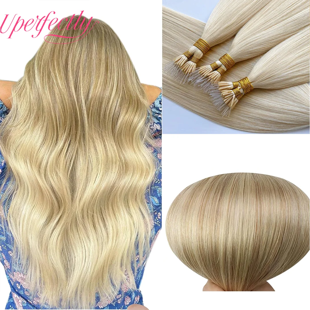 

Пластиковые нано-кольца для наращивания человеческих волос Remy, европейские человеческие волосы, волосы с узором кутикулы, естественная отделка кончиков волос