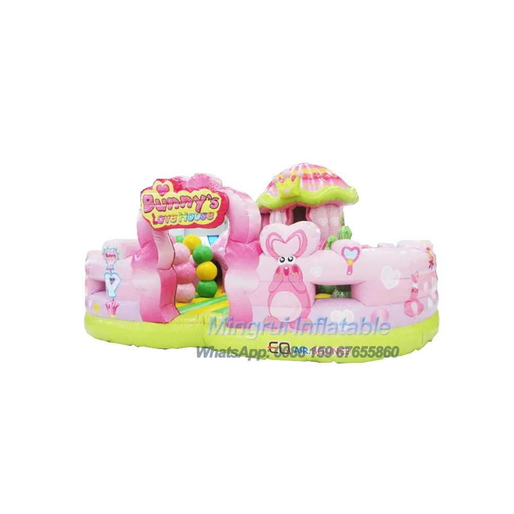 Inflatable Cartoon Rabbit Bouncing House, Pink Bouncer for Rental