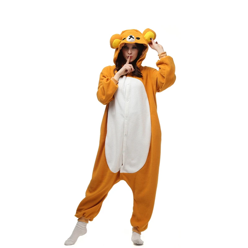 Unisex Adult Relax Bear Onesie Animal Cosplay Costume One Piece Pajamas Kigurumi Costume Cartoon Pajamas Onesie Costume Props