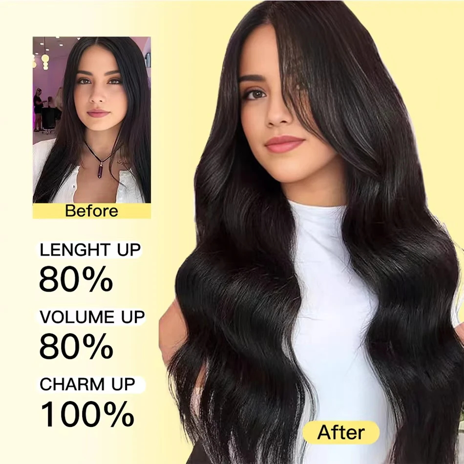 YELO غير مرئية PU كليب في شعر بشري لعذراء 7 قطعة 110 جرام مستقيم 14-24 بوصة لحمة PU سلسة مع نهايات طبيعية سميكة