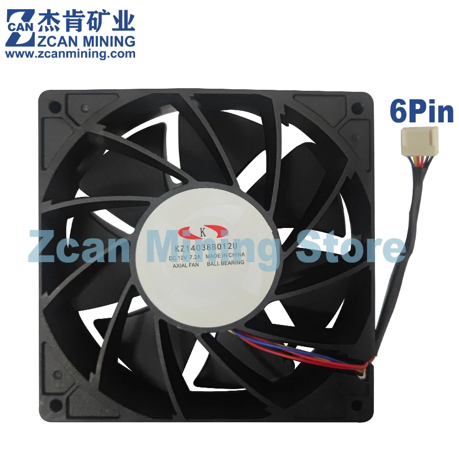 Brand New Whatsminer M20 M21 Fan D1 D3 M10 Cooler 6pin 14038 Fan KZ14038B012U 12V 7.2A M30 M31 M32 M50 Miner Cooling Fan 2x2Pin