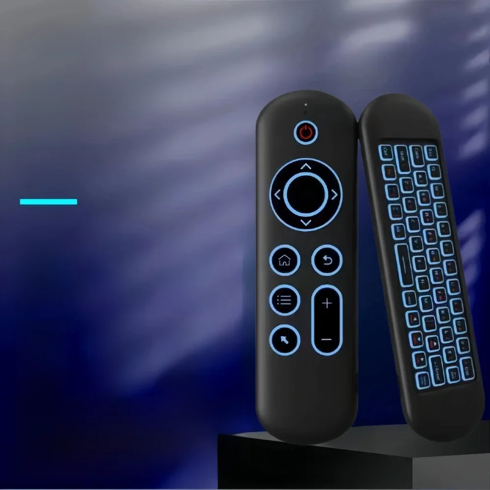 M5 2.4G BT 5.2 Pilot głosowy 7 kolorów Podświetlana bezprzewodowa mysz powietrzna Mini klawiatura dla Android TV Box Windows Mac Os Linux — zdjęcie 2