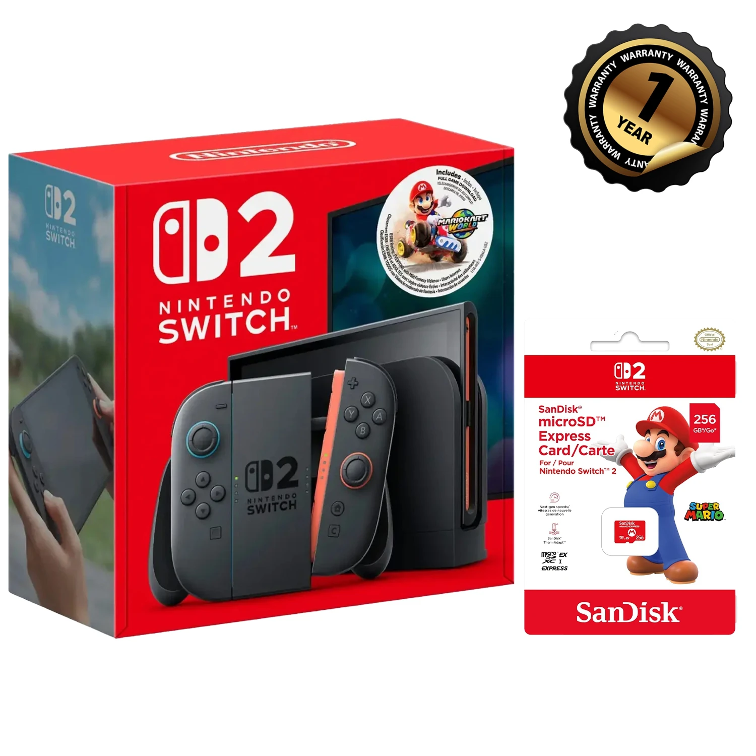 

Консоль Nintendo Switch 2 Mario Kart World Bundle — версия HK (зарядное устройство HK + адаптер для вилки США) с картой Micro SD