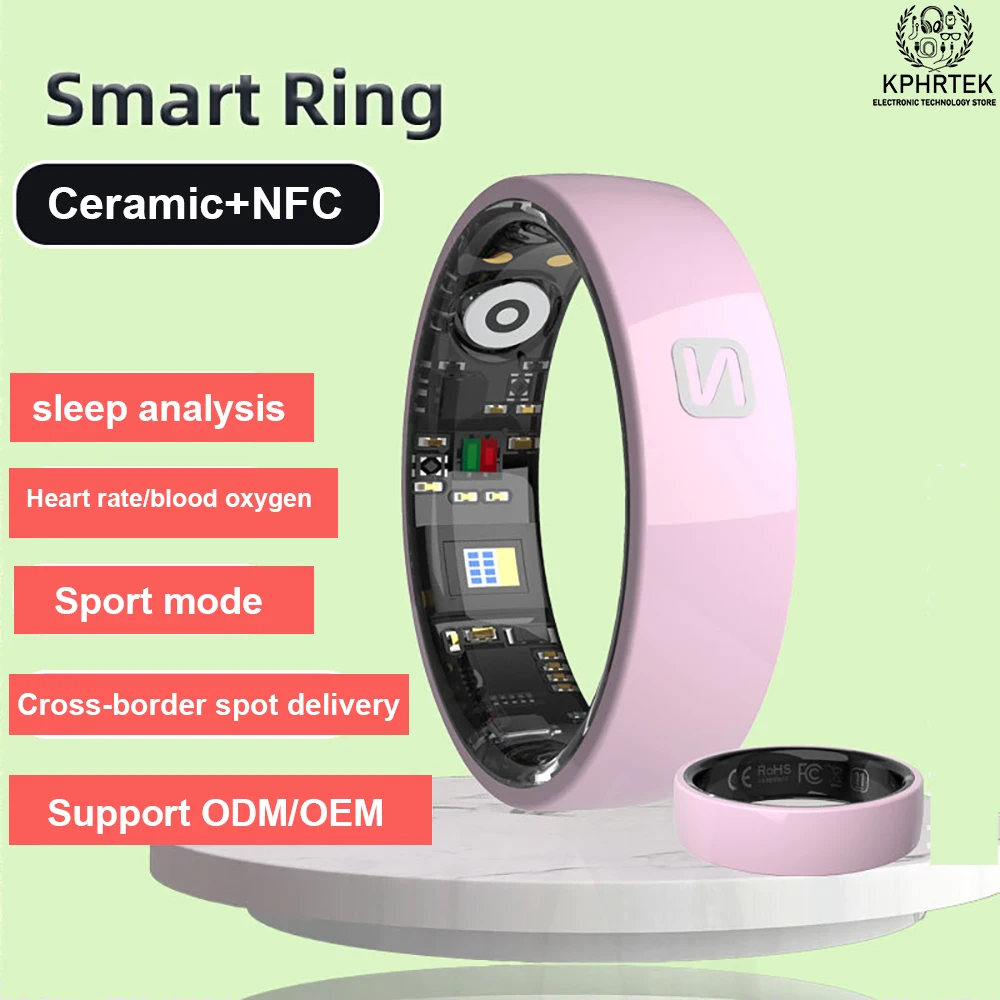 

20 PCs TK8 smart ring NFC access control heart rate blood pressure blood oxygen sleep waterproof smart ring ceramic narrow
