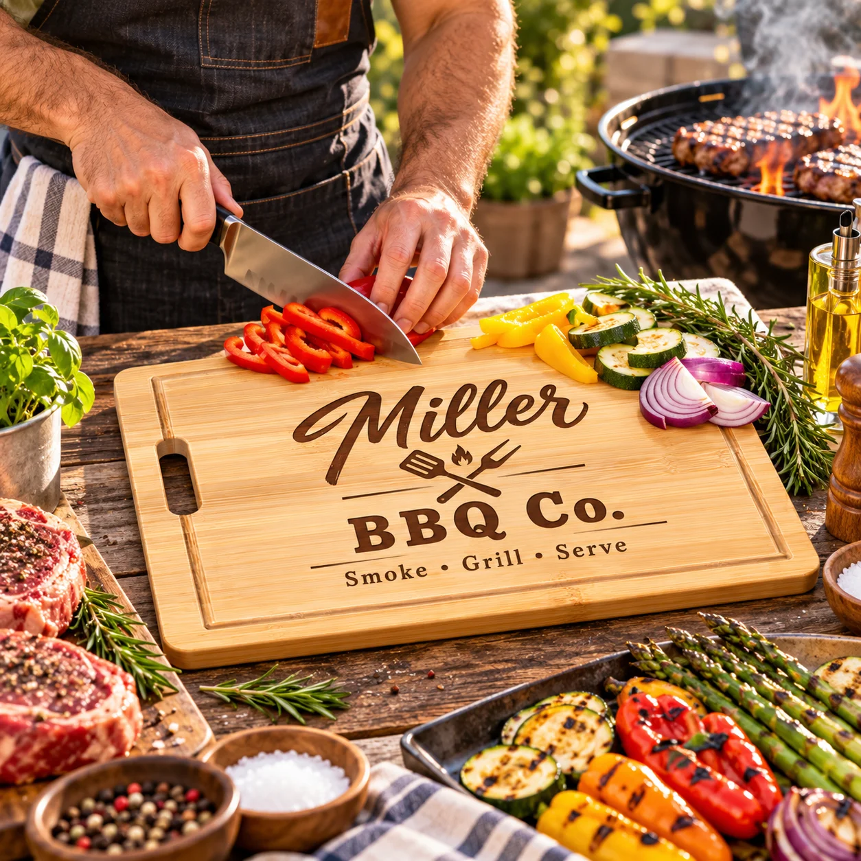 Custom Bamboo Cutting Board – Laser-Engraved Chopping Board, Personalized Kitchenware for the Home, Durable DIY Gift