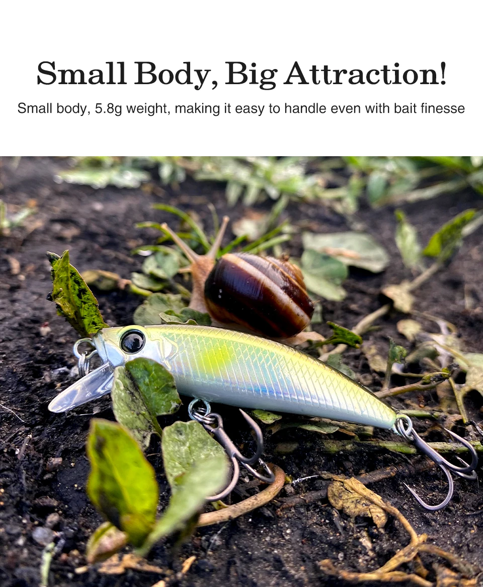 TSURINOYA Intruder 51S Sinking Minnow Stream Fishing Lure 51mm 5,8g Künstlicher Hartköder für Forellen, Ajing, Jerkbait, Flussköder – Detail 6
