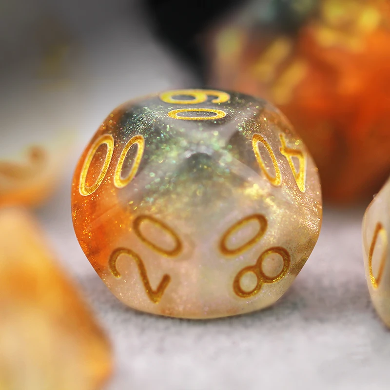 7Pcs/Set Rose Gold and White Nebula Starry Sky Dice D&D COC Dice D4 D6 D8 D10 D% D12 D20 Table Games DND RPG Dice Set