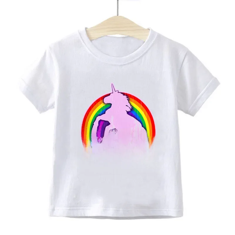 T-shirt d'été pour enfants, filles et garçons, arc-en-ciel, Nairobi, Orn, Death Metal, dessin animé imprimé, vêtements décontractés et drôles pour bébés