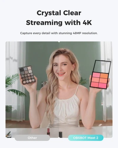 Imagen 2 del producto OBSBOT Meet Cámara web 2-4K para PC con sensor de 1/2"", encuadre y enfoque automático de IA, modo de belleza, liviana, HDR, cámara web con micrófono,