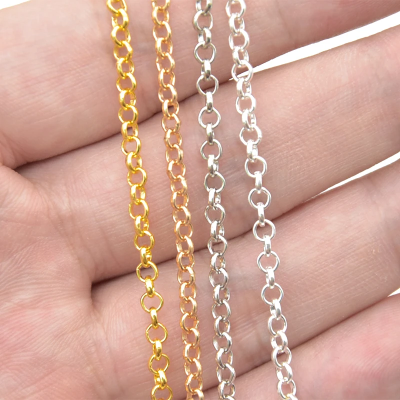 1 Meters Fashion 3.2mm Iron Metal Rolo Chain  For DIY Necklace Bracelet Materials Handmade Chain Jewelry Findings Supplies