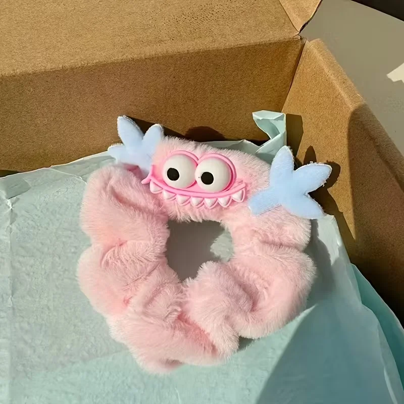 4 Stück bezaubernde Plüsch-Monster-Haargummis für die Abschlussfeier, weiche Haar-Accessoires für den täglichen Gebrauch von Frauen – Detail 1