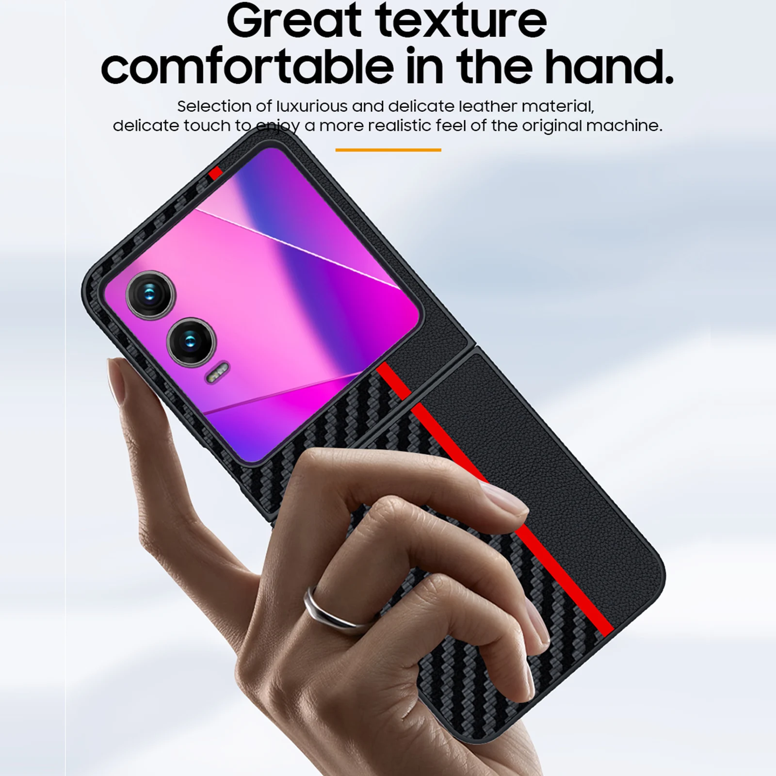 لـ Tecno Infinix Zero Flip حافظة هاتف فاخرة قابلة للطي من ألياف الكربون حافظة جلدية رفيعة مضادة للكسر حافظة واقية