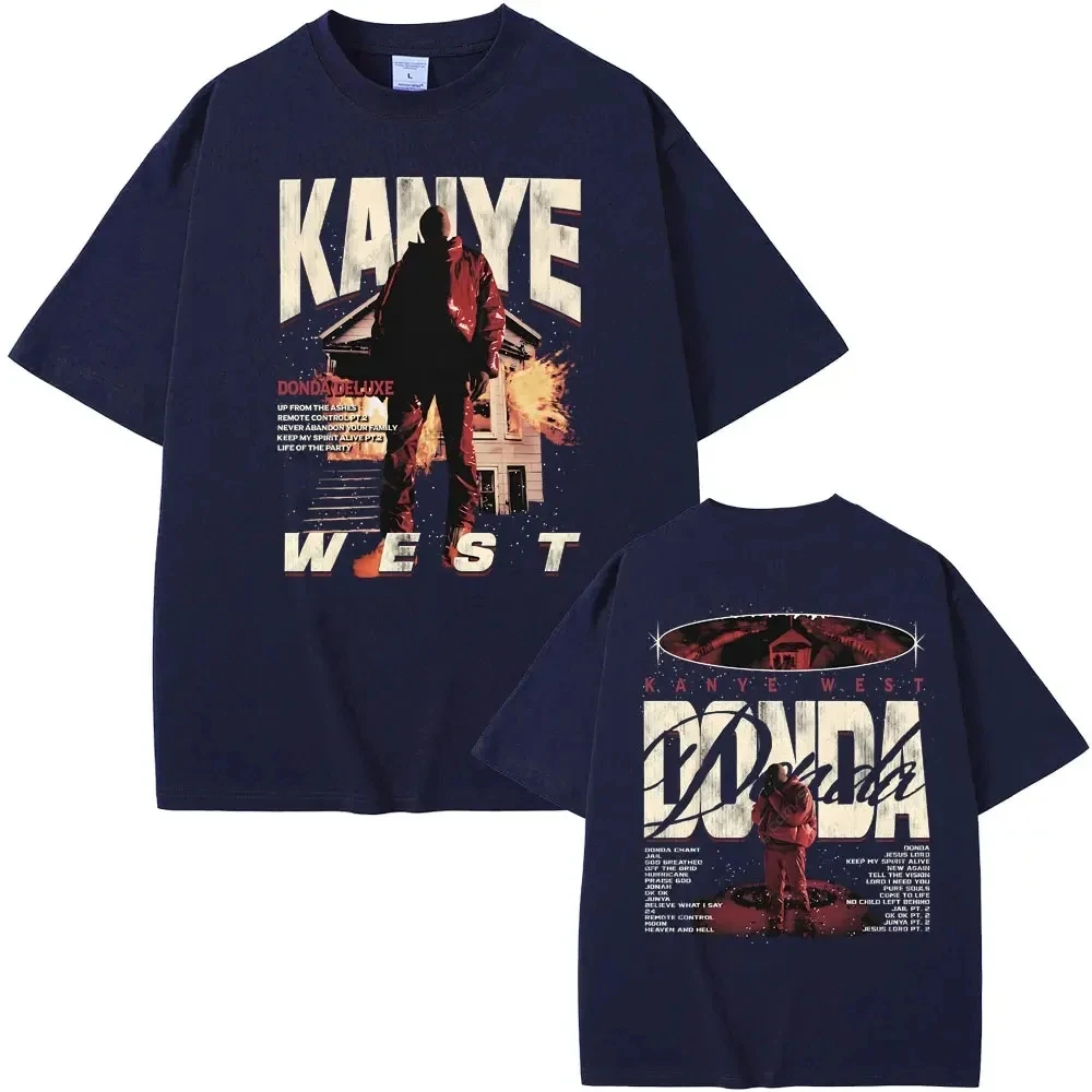 Rapper Kanye West Donda Double Sided Print T-shirts Comfort Top 100% Cotton Men's  Summer T-Shirt Fashion Trend T-Shirt