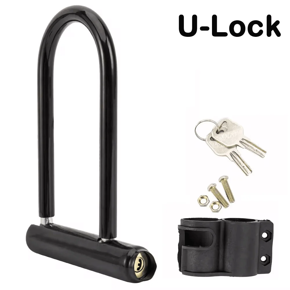 Portable Bicycle U Lock MTB Road Bike Wheel Lock With Key Anti-theft Safety Motorcycle Scooter Cycling Bicycle Accessories