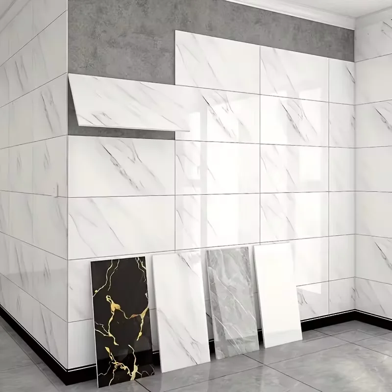 30cmx60cm Self-adhesive Marble Tiles Sticker Waterproof PVC Floor Wall Stickers, 20Pcs Covers 3.6㎡ 40Pcs Covers 7.2㎡ Removable Tile Decals for