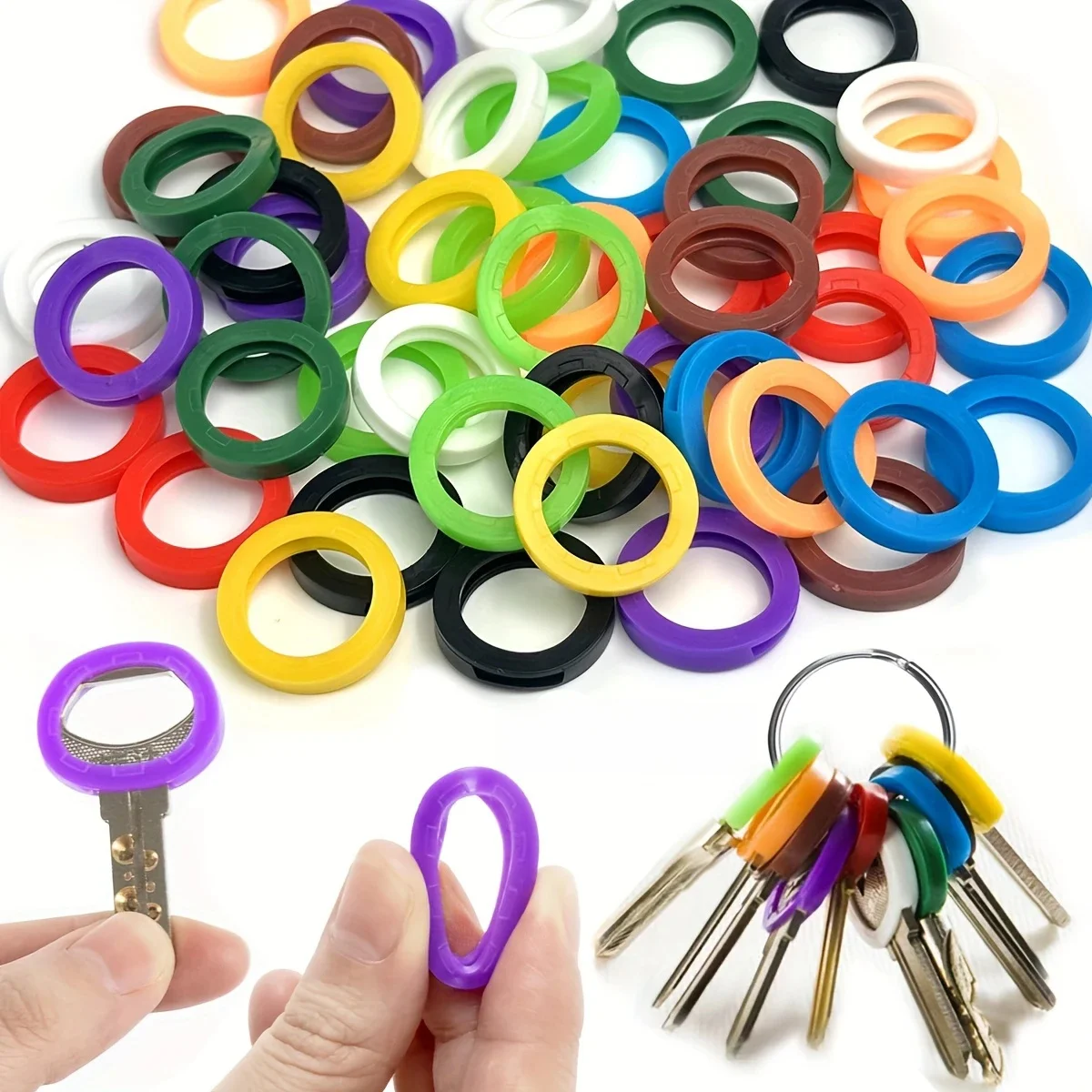 Couvercles de capuchon de clé en Silicone Durable, 10 à 50 pièces, identifiants de clés, étiquettes de clé creuses, marqueur d'étiquette codé pour clés de maison plate Standard