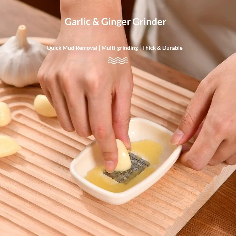 Ginger Garlic Grater, Manual Vegetable Masher Grinder, Portable Porcelain Grinding Plate for Ginger Garlic Kitchen Gadget