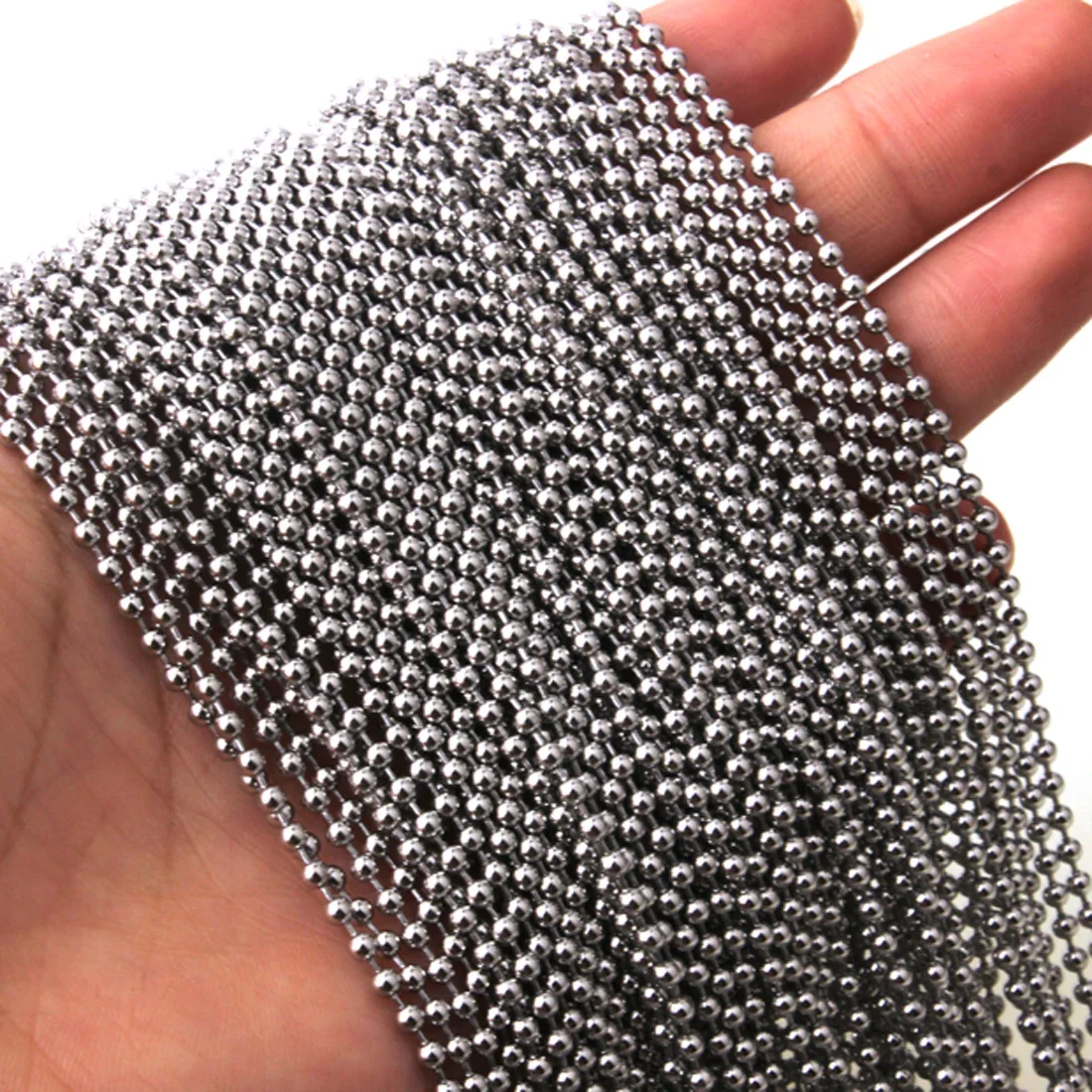 Groothandel 10/20/50/100 stks/partij 1.5/2/2.4/3/3.2mm Zilver Kleur Rvs kraal Bal Ketting DIY Sieraden Bevindingen - afbeelding 2