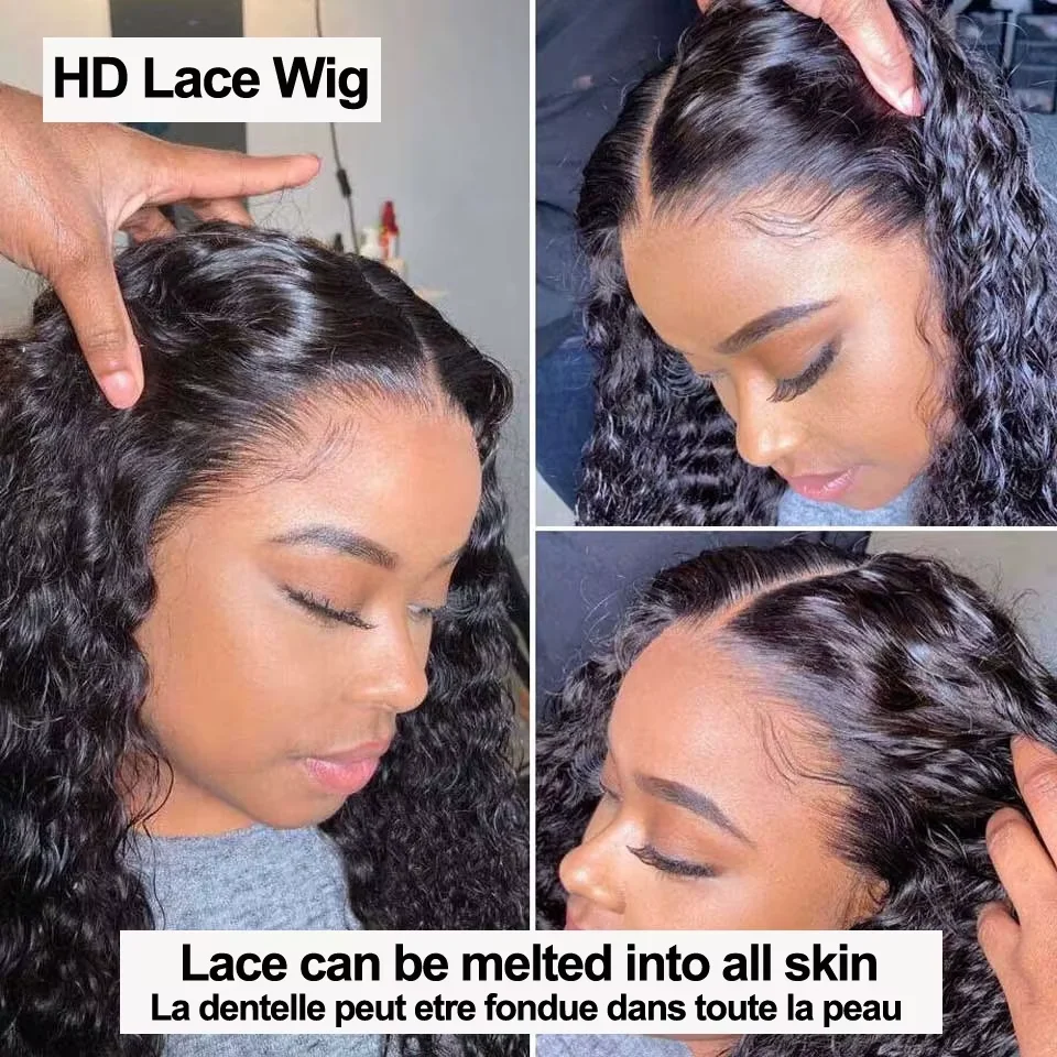250Density Curly Wigs13x6Hd Lace Frontal Wigs Brazilian 30 Inch Deep Wave Curly Human Hair Wigs For Black Women Preplucked image 3