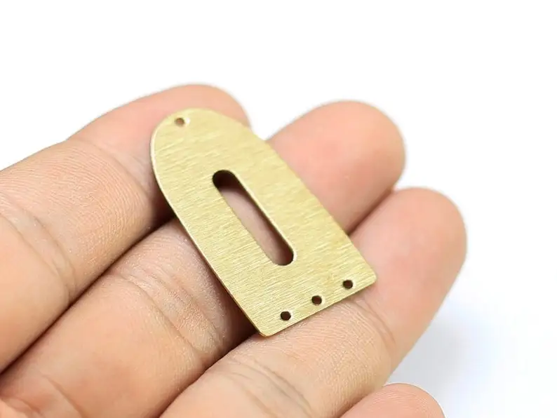 6pcs Brass Charms, Textured Arched Earring Connector, D shape Domed Brass Findings, 35x20X0.7mm, Jewelry Making - R1783