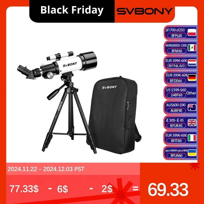 SVBONY SV501P Astronomical Telescope for Beginners，Kids, Gifts，400mm Focal Length for Observing Terrestrial and Celestial