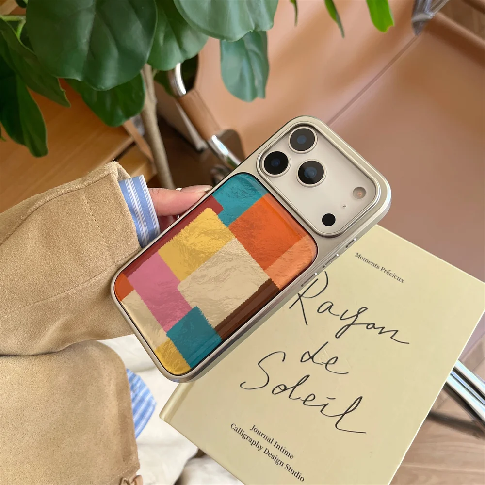 

New Cute and Fashionable Color Grid Dropper Phone Case, Suitable for iPhone 17/13/14/15/16 Pro Max Anti Drop Protective Cover