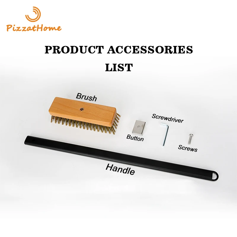 PizzAtHome Beveled Pizza Oven Copper Brush Bristle Brass Scraper Household Grill Cleaning Oven Brush Aluminium Short Long Handle